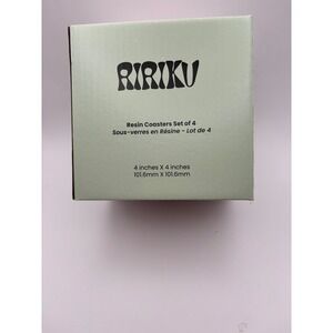 RIRIKU Resin Coasters Set of 4 4 Inch Square Amber Tone NIB